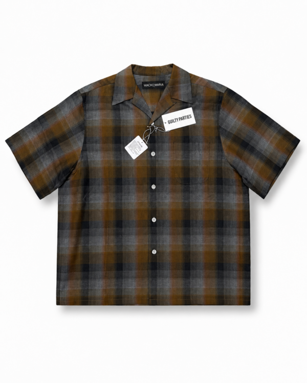 S__58826781_0 WACKO MARIA OMBRE CHECK OPEN COLLAR SHIRT (TYPE-1)【GRAY】