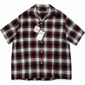 S__58826789_0 WACKO MARIA OMBRE CHECK OPEN COLLAR SHIRT S/S BROWN
