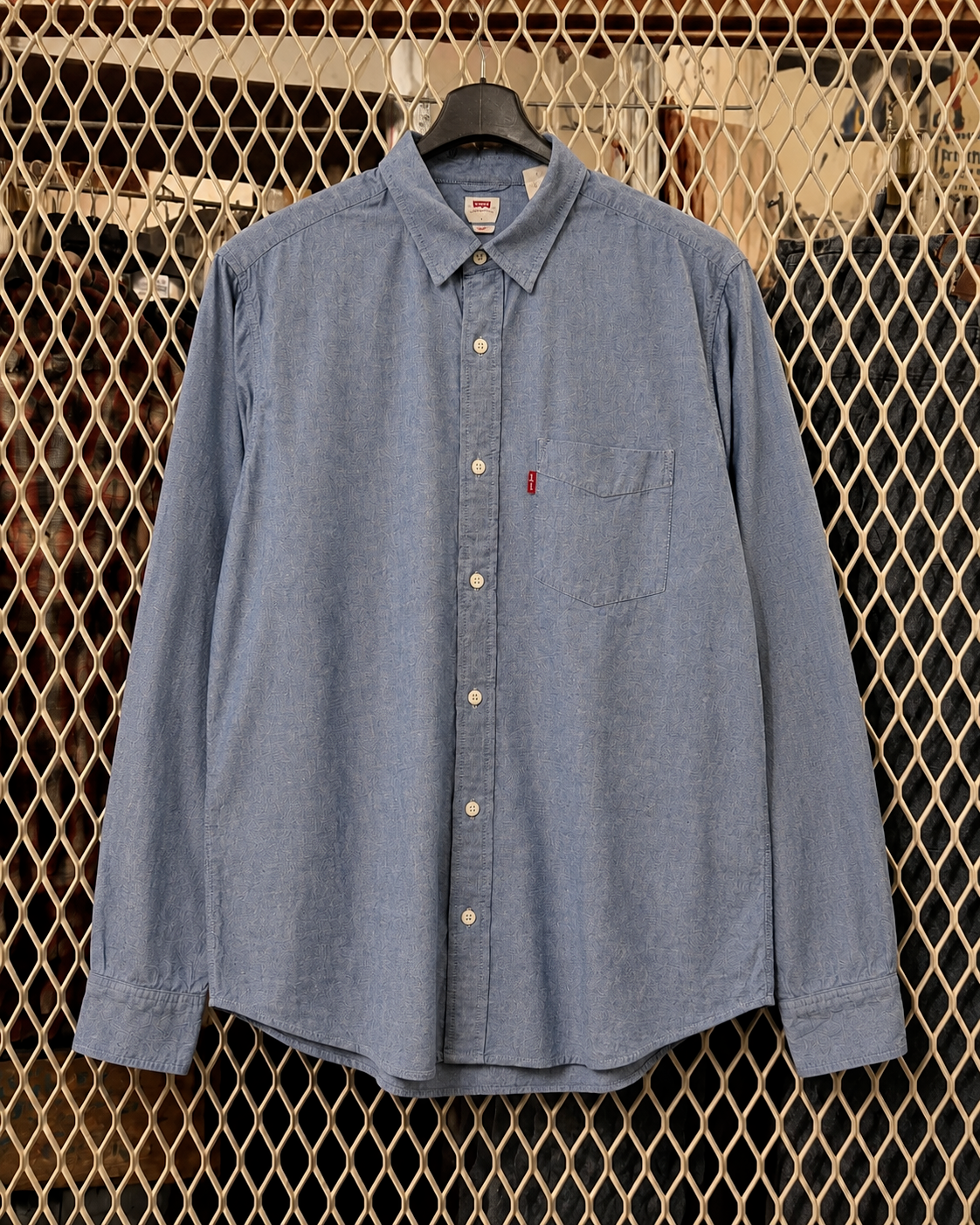 Levi’s Blue Textured Shirt 藍色暗紋休閒襯衫 L