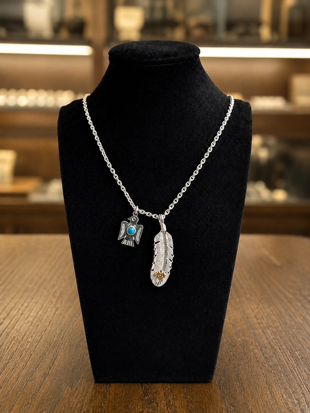 POCKET 925 Silver Thunderbird & Feather Necklace 日本買付・少量入荷