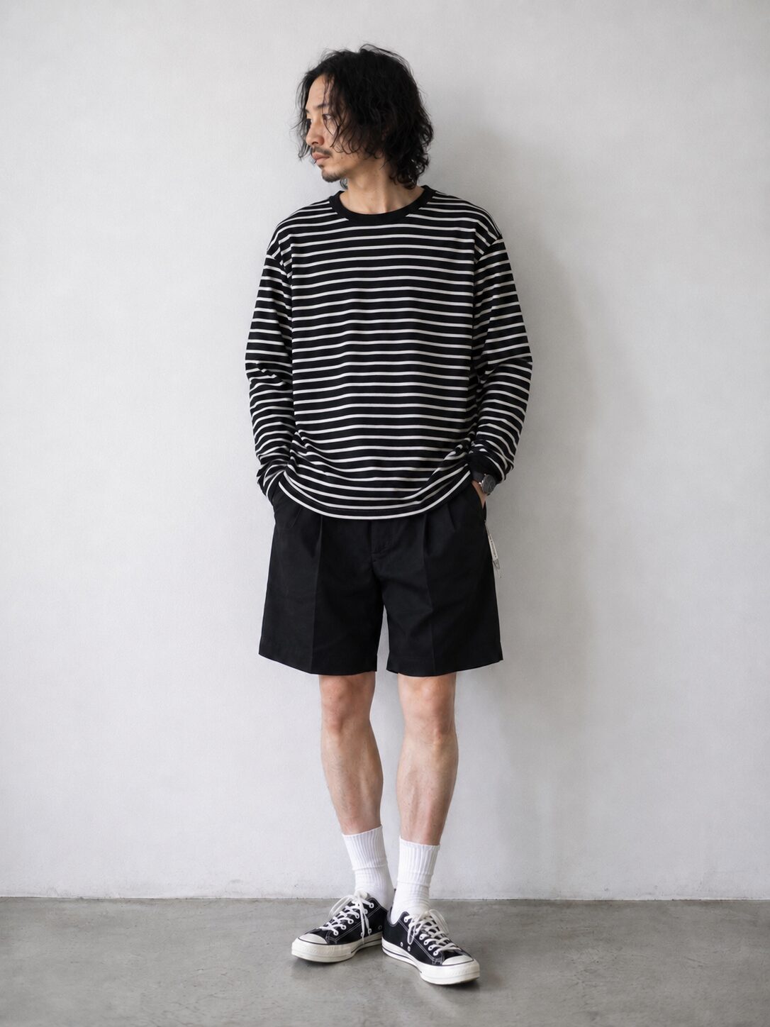 WACKO MARIA 26SS Double Pleated Chino Short Trousers 黑色雙打摺寬版短褲
